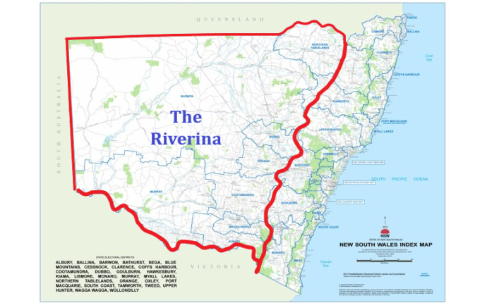 Video of maps illustrating the need to form a Riverina State.