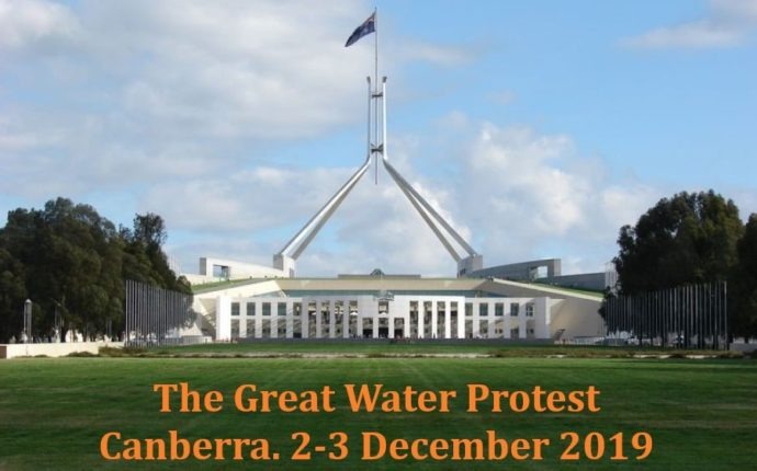 The Great Water Protest.  Parliament House. Canberra (Video).